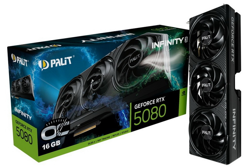 Palit a présenté la GeForce RTX 5080 Infinity 3 sans éclairage RGB, tant dans sa version overclockée que sans.