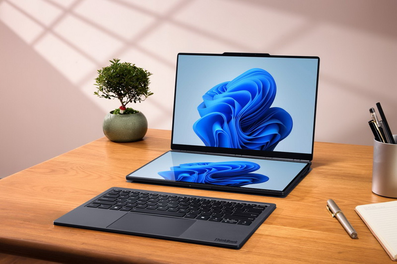 Lenovo a présenté le nouveau notebook modulaire ThinkBook Modular AI PC, équipé de deux écrans et d'un clavier amovible.