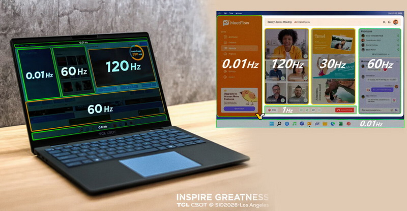 TCL CSOT a présenté un écran d’ordinateur portable capable de supporter une fréquence simultanée allant de 0,01 à 120 Hz.