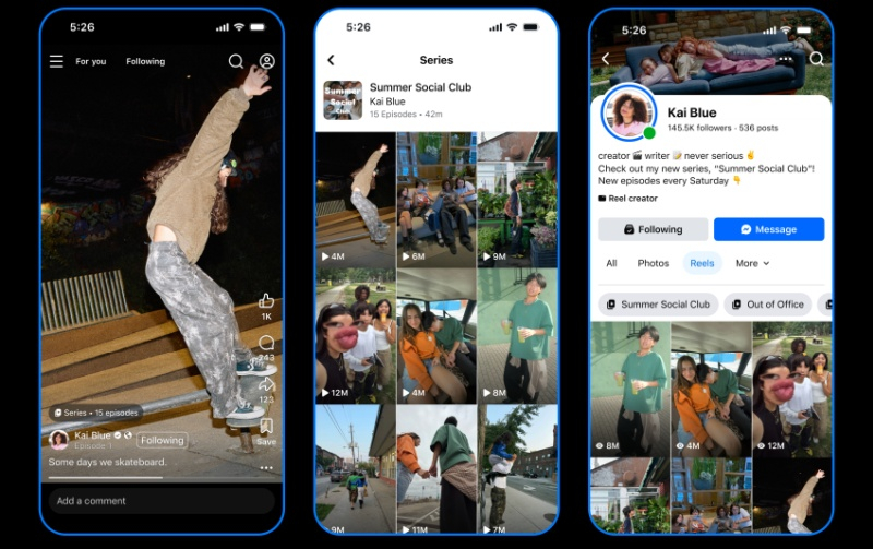 Dans Instagram✴ et Facebook✴, il sera possible de créer des séries à partir de Reels grâce à la fonction «Séries».