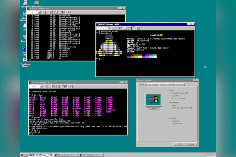 Truc incroyable : une fille lance un Linux moderne sur Windows 95