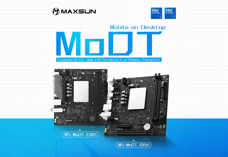 MaxSun a présenté des cartes MoDT mises à jour avec les processeurs intégrés Raptor Lake Core 200H.