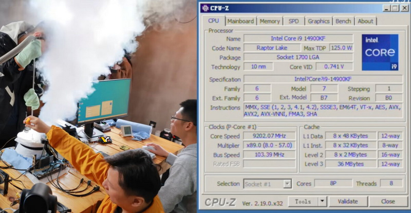 Les processeurs Intel Core i9‑14900KF ont été accélérés à 9206,34 MHz – un nouveau record mondial.