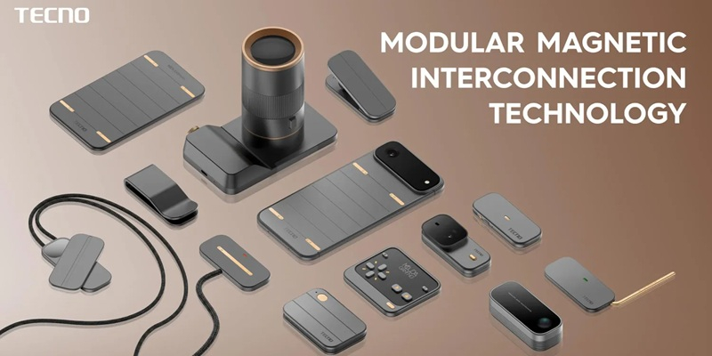 Tecno a présenté le concept d'un téléphone magnétique modulaire inspiré du projet Ara de Google.