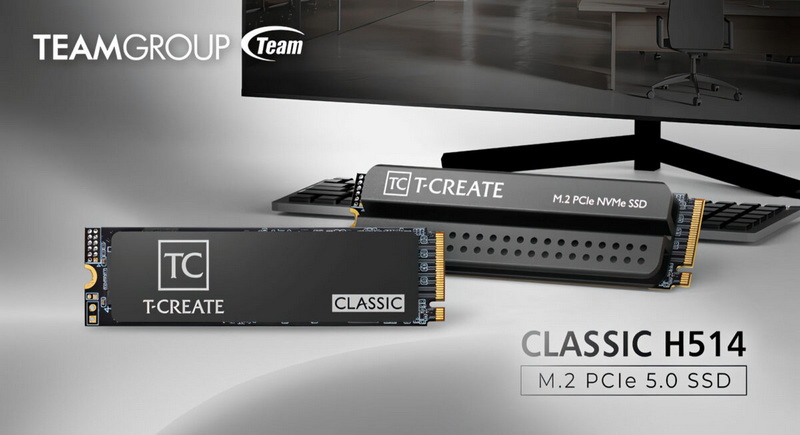 TeamGroup a lancé le SSD T‑Create Classic H514 PCIe 5.0, conçu pour les charges locales d’IA : capacité jusqu’à 4 TB et vitesse de lecture jusqu’à 14 200 Mo/s